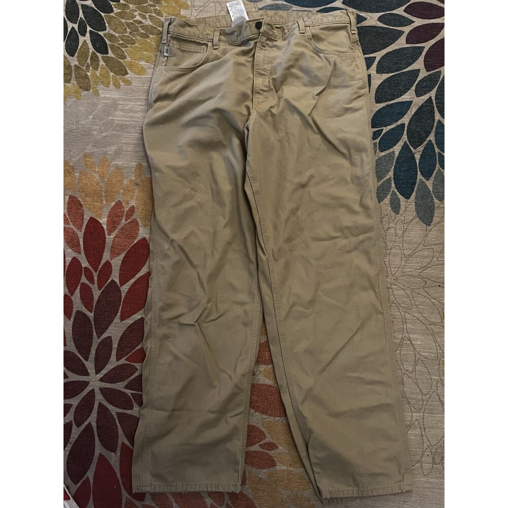 Carhartt FRB159 Flame Resistant Loose Fit Canvas Work Pants Khaki 40x34